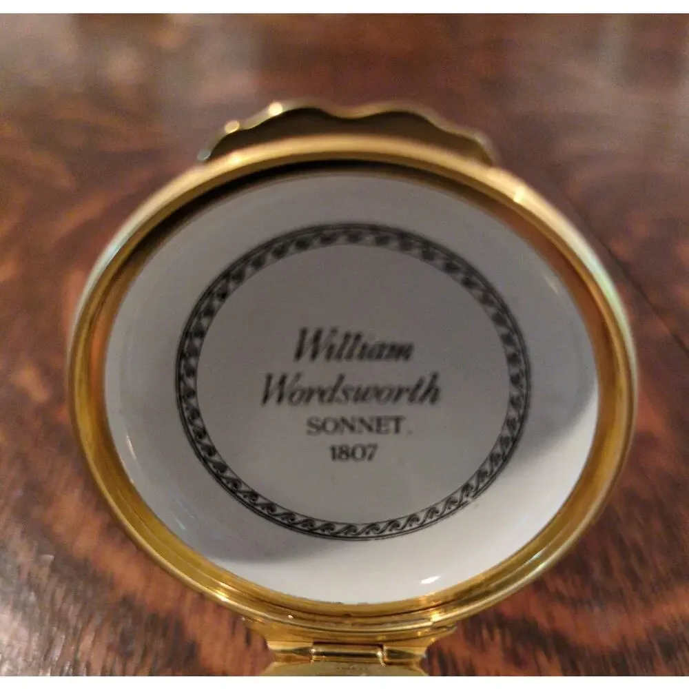 Halcyon Days Wm Wordsworth Sonnet Bookshelf Enamel Trinket Box Hand Painted